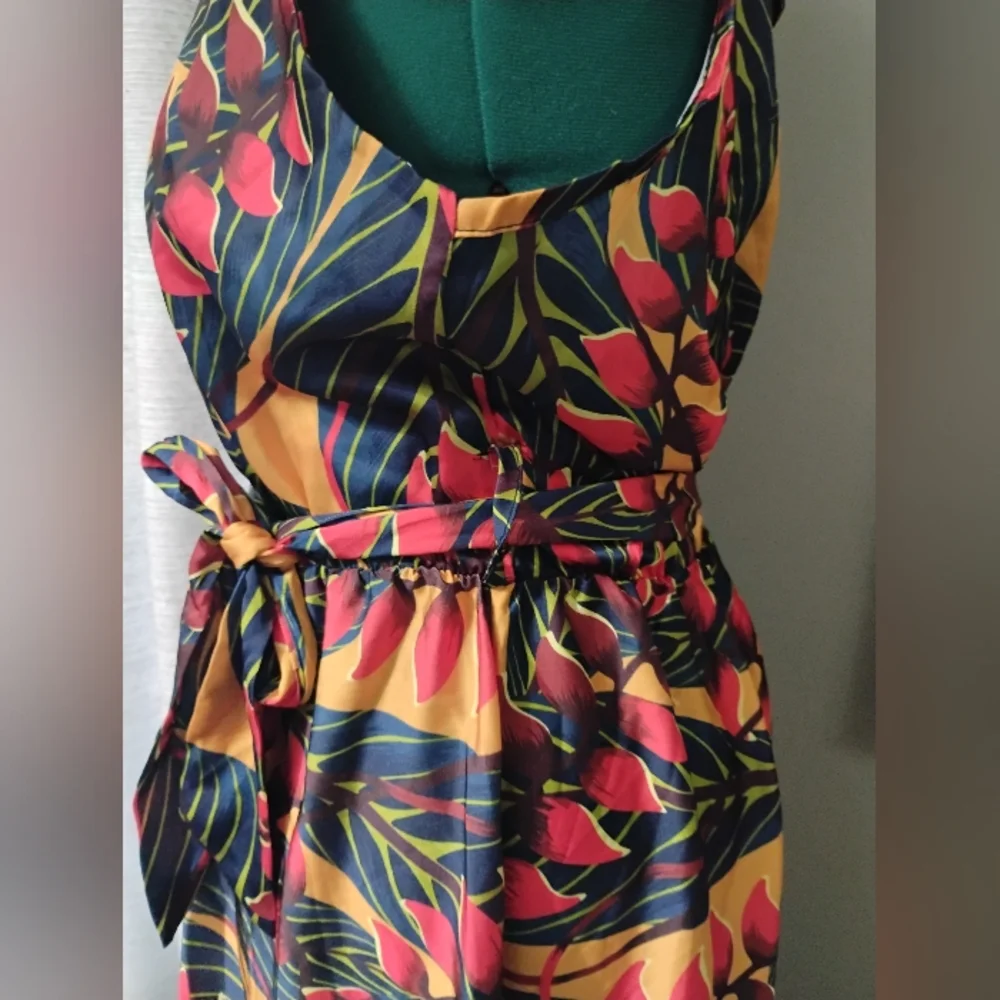 Coolples Tropical Printed V-Neck Sleeveless Maxi Dress, Sz L - Picture 5 of 14